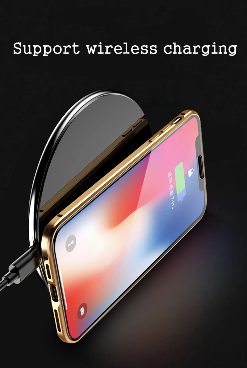 Suntaiho Магнитный чехол для iPhone XS Max Case XR двойной закаленный стеклянный магнит Адсорбция чехол для iPhone 7 Plus стеклянная крышка бампер