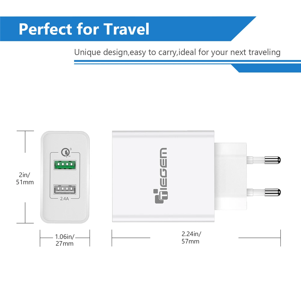 Сетевое зарядное устройство TIEGEM 30 Вт Quick Charge 3 0 USB адаптер вилка стандарта ЕС и США