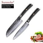 Набор кухонных ножей SUNNECKO VG10, острые лезвия из японской дамасской стали, ручка G10, универсальный инструмент для резки мяса сантоку, 2 шт.