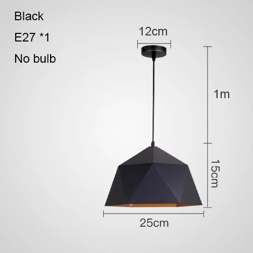 Black no bulb Светодиодный подвесной светильник в современном стиле, промышленный подвесной светильник, цветной подвесной светильник, железный подвесной светильник, лофт, скандинавский светильник для столовой, кухни - Цвет корпуса: Black no bulb