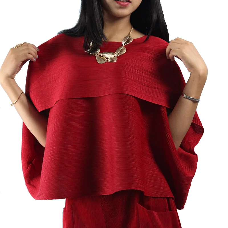 Элегантное пончо пуловер с плиссировкой Ja7700 бесплатная доставка | Женская одежда