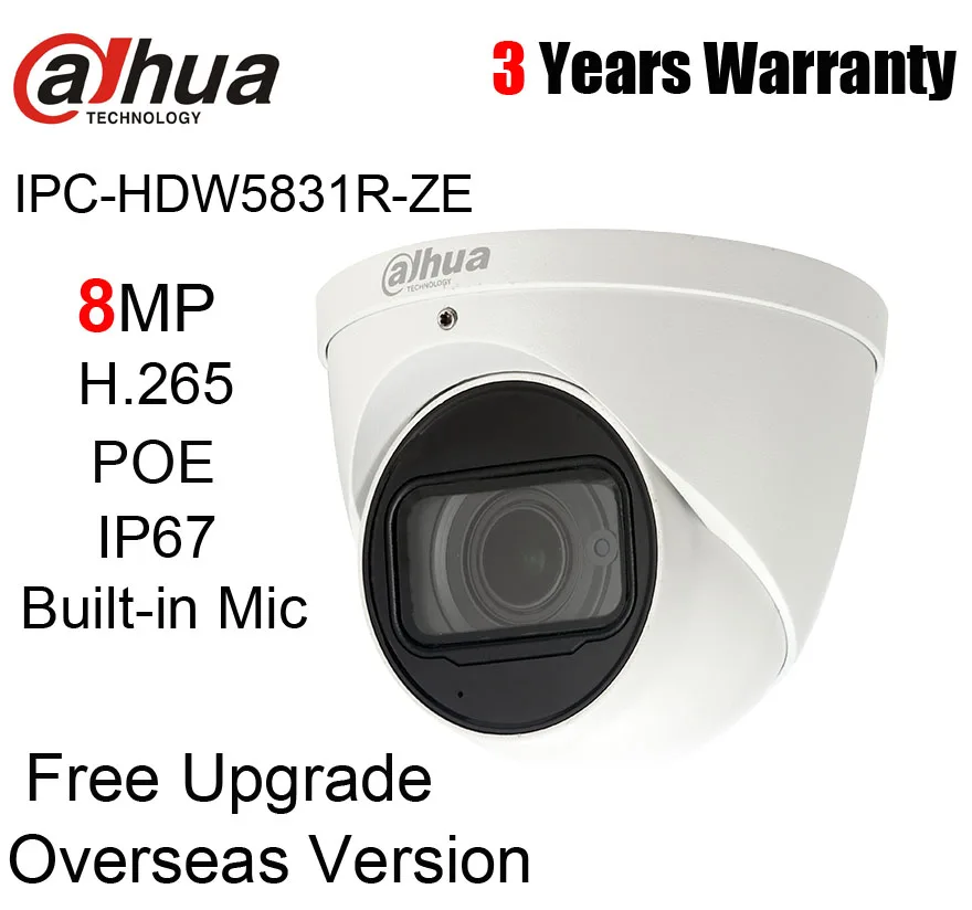 Dahua IPC-HDW5831R-ZE 8MP POE H.265 IP67 IR 50m купольная IP камера IPC-HDW5831R-ZE сетевая камера с логотипом
