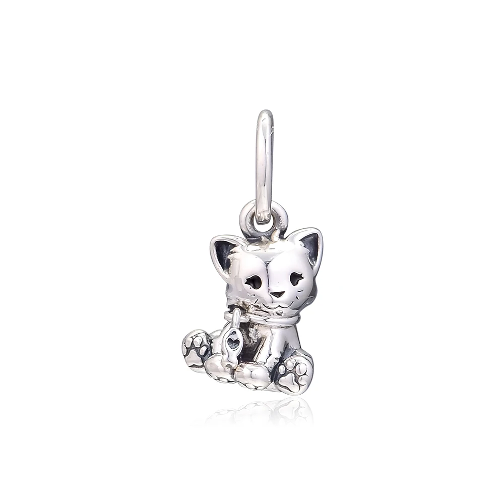 

CKK Silver 925 Jewelry Fits Pandora Bracelets Sweet Cat Dangle Charm Original Beads Sterling Silver Making