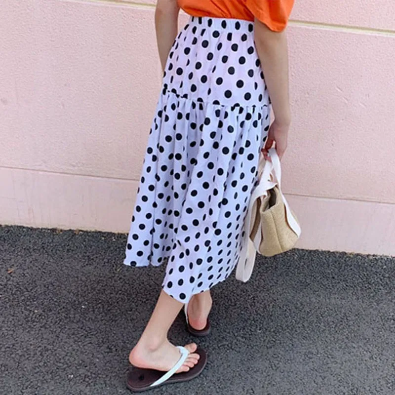 girl skirts 1 pcs Одежда для мамы и дочки хлопковые юбки с высокой талией для девочек длинные детские юбки в белый горошек одежда для школы на осень - Цвет: girl skirts 1 pcs