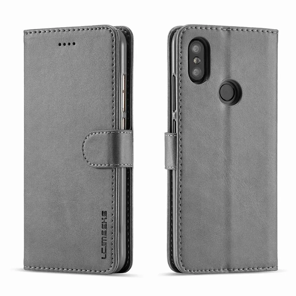 Серый Роскошный кожаный флип-чехол для xiaomi mi A2 чехол для телефона Coque xiaomi mi 6X флип-кошелек держатель для карт чехол для fundas mi A2 xiaomi - Цвет: Серый