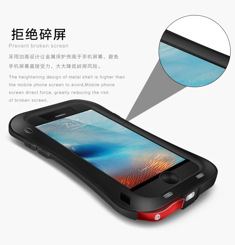 Gorilla glass) LOVE MEI Armor чехол для iPhone 6 6s 6 Plus металлический алюминиевый чехол для iPhone 6s Plus 6 Plus защита от воды/ударов/дождя