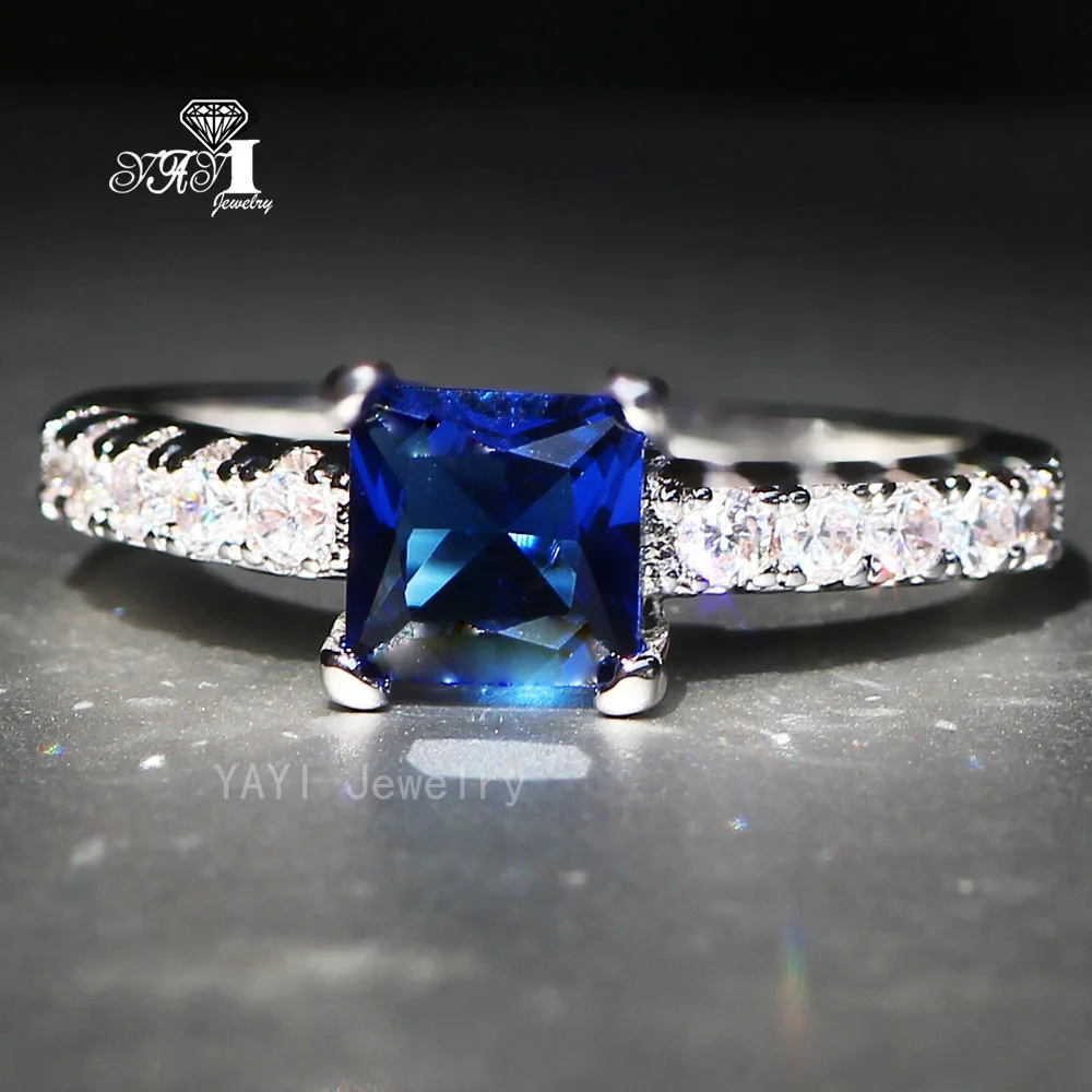 Ювелирные изделия YaYI Мода Принцесса 2.8CT голубой циркон серебро Цвет обручальные
