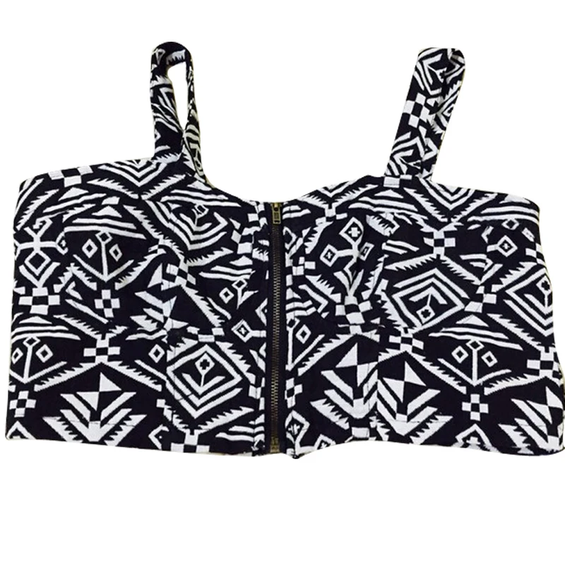 

Sexy Lady Tight Bustier Crop Top Skinny Vintage Geometry Printing Tank Top Blusas Femininas Top Cropped Strapless Women's Tanks