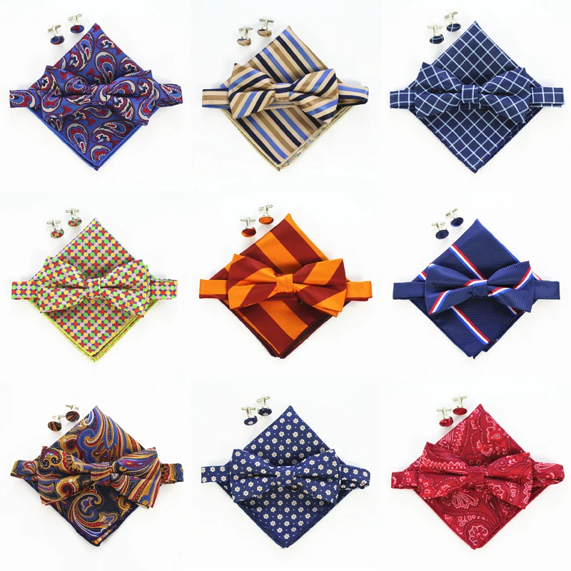 Модный 3 шт Мужской Шелковый регулируемый костюм Цветочный горошек карманные