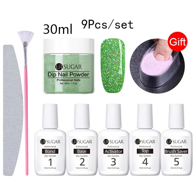 30ml Set 16 Ur Sugar 9 шт./компл. голографическая погружения порошки для ногтей Цвет для УФ гель лак для ногтей, Системы комплект сушке без лампы для лечения французский ногтей "сделай сам" - Цвет: 30ml Set 16