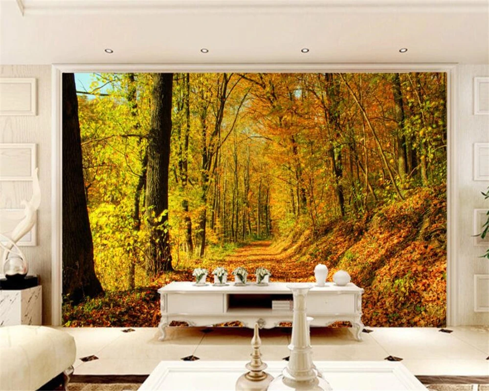 Обои Beibehang на заказ горная дорога ранний осенний лес 3d фон для телевизора