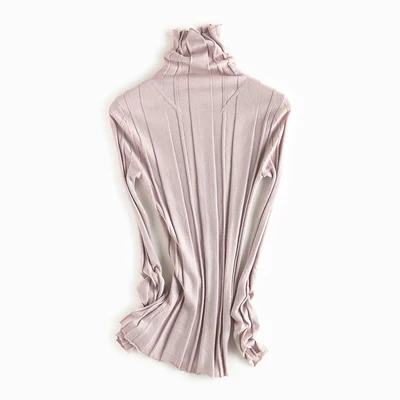 Light Pink Женские шерстяные пуловеры, шерсть, ребристый вязаный свитер для женщин, мягкий шерстяной джемпер,, осенне-зимняя приталенная вязаная одежда - Цвет: Light Pink