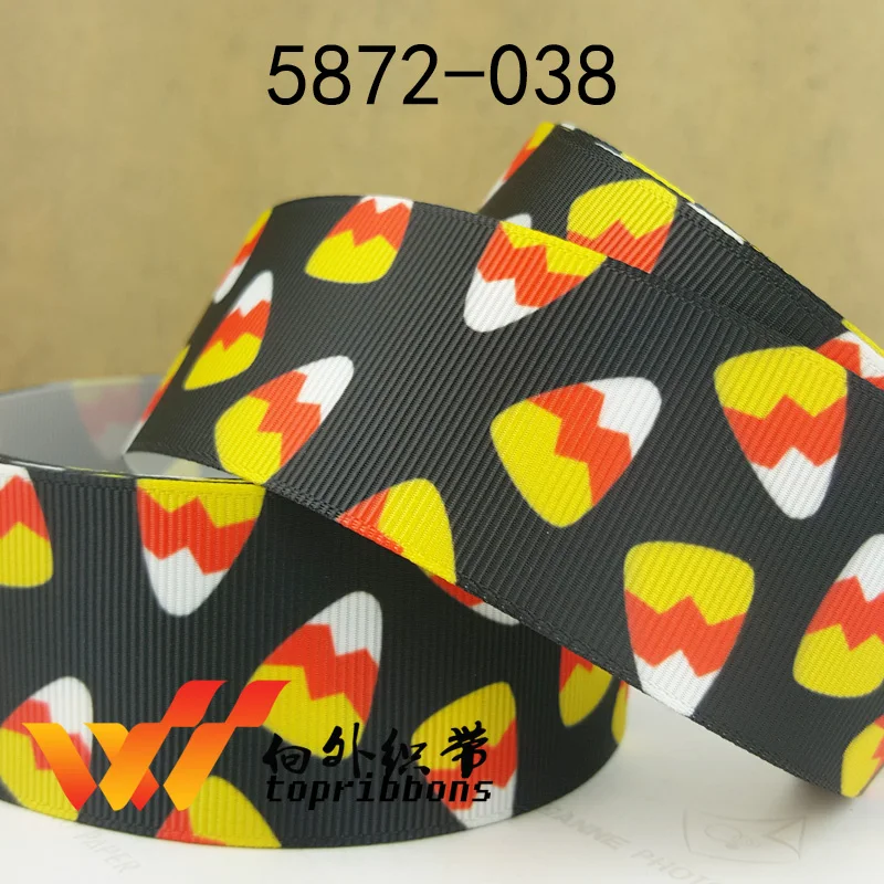 Бесплатная доставка 50 ярдов корсажная лента с принтом на Хэллоуин 5879 | Дом и сад