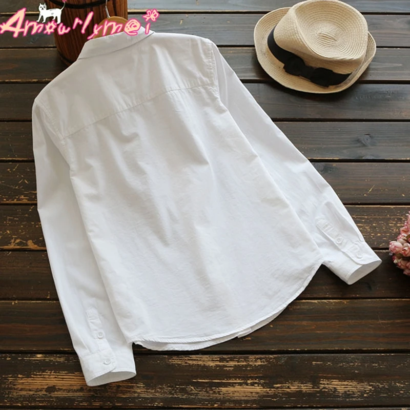 Рубашка в стиле девушки Мори новинка весны 2018 Женская милая хлопковая блузка