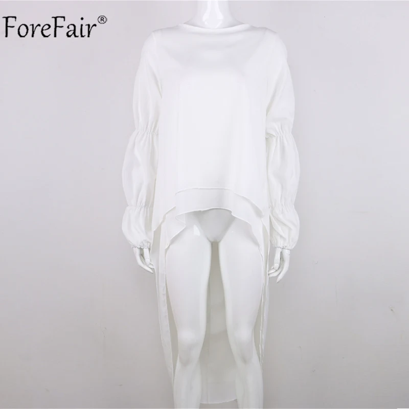 Forefair размера плюс шифоновая блузка рубашка женская Повседневная Элегантная двухслойная Длинная блузка с длинным рукавом