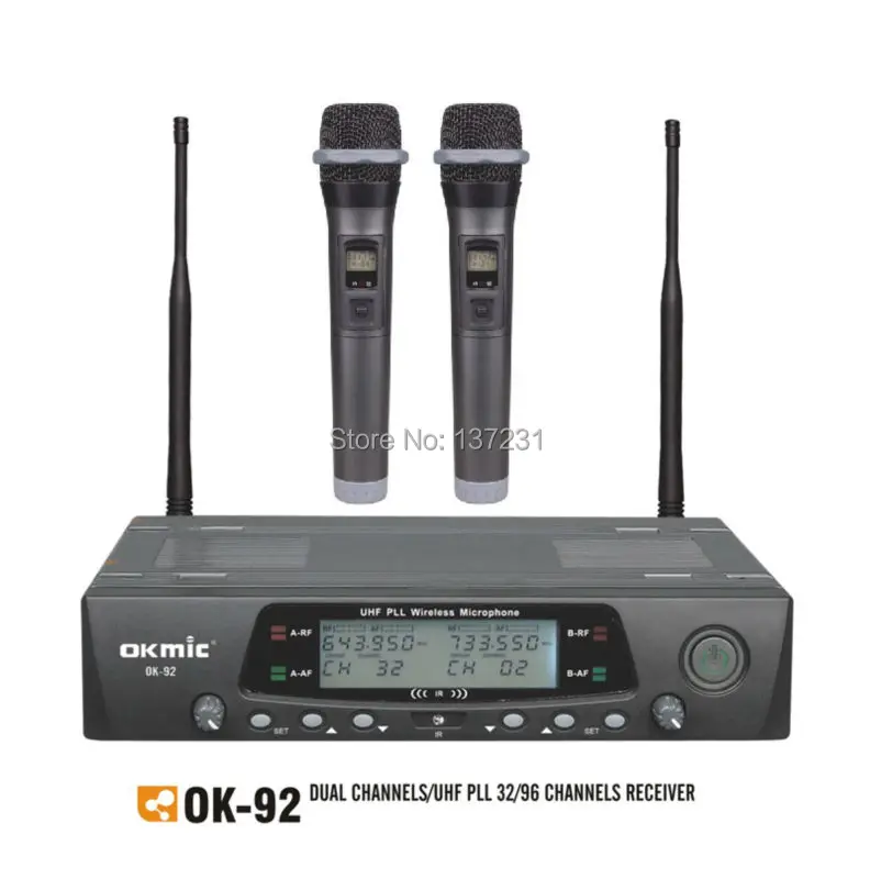 Высокое качество Новый OKMIC OK 92 беспроводной двойной ручной KTV 32/96 UHF/PLL