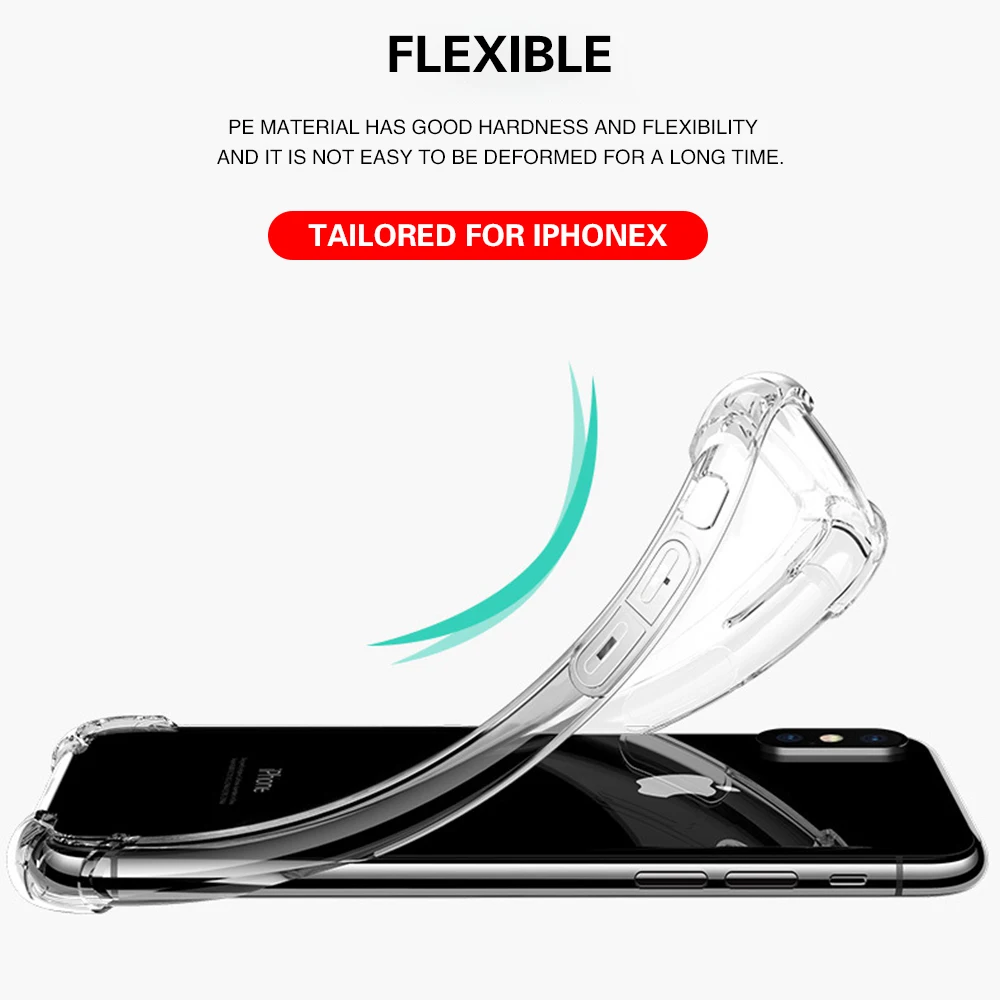 OTAO Luxury Transparent Phone Case For iPhone XS MAX XR X 8 7 6 6s Plus Airbag Drop Cases Ultra-thin TPU Soft Back Cover Coque | Мобильные