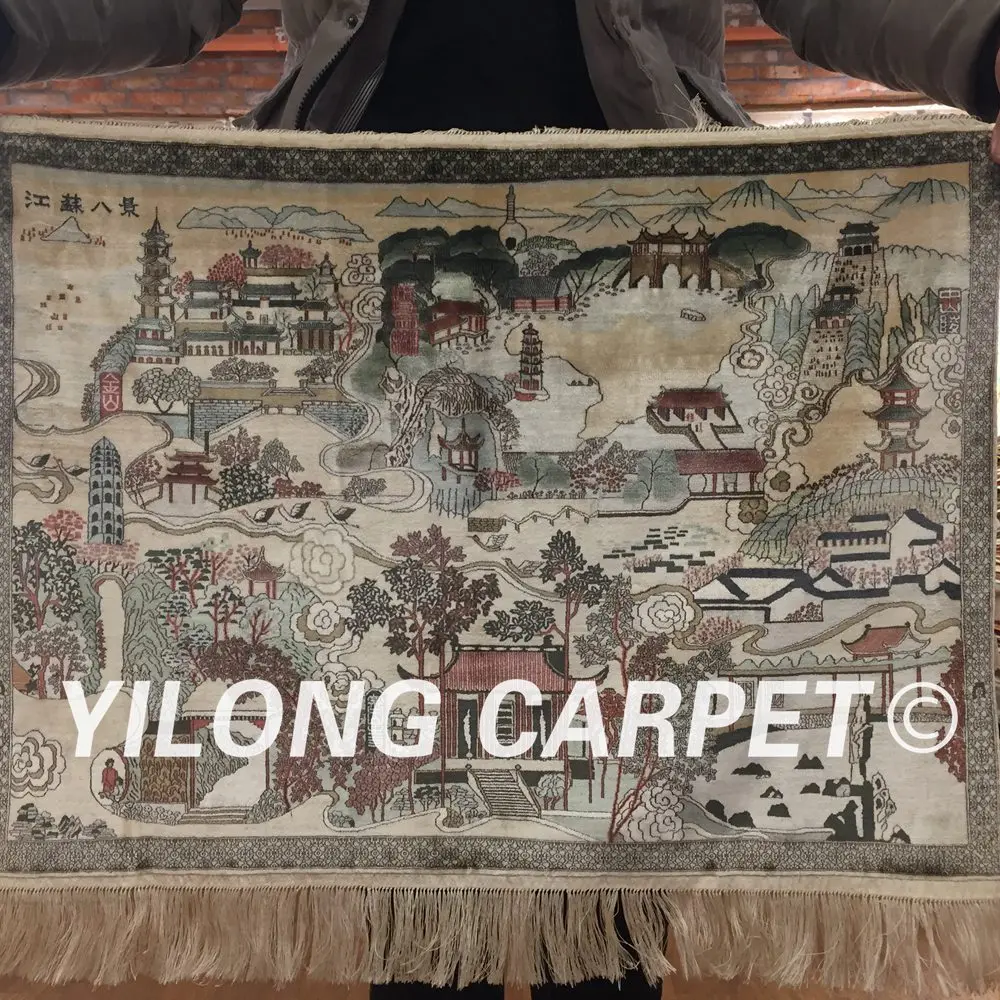 Beste YILONG 2'x1. 5' 1000 Lijnen Handgemaakte Zijden Tapijt Landschap Picturale Tapijt Wandtapijt (PWP002H-2x1.5)