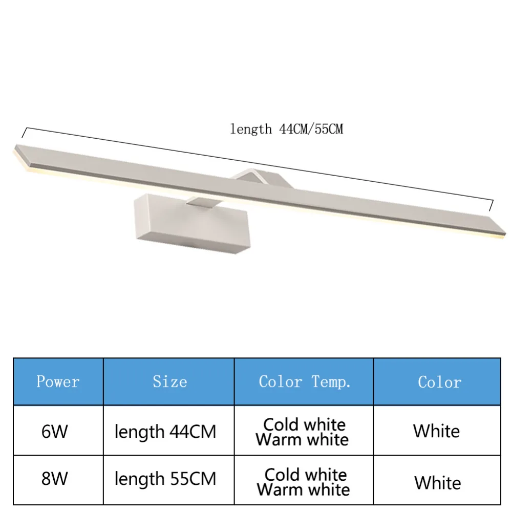 Современный светодиодный светильник с зеркалом настенный для ванной комнаты