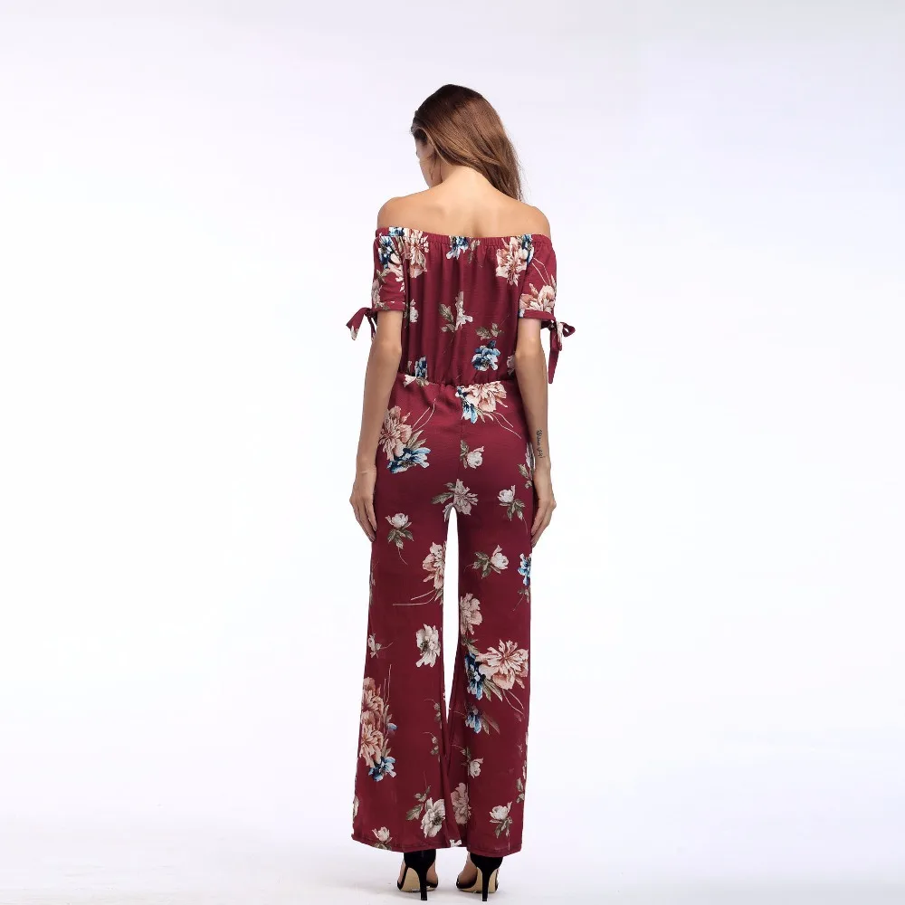 комбенизон женский летний длинный 2019 шифоновый комбинезон с открытым плечом