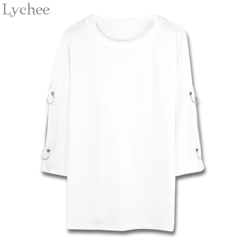 Летняя женская футболка Lychee в стиле Харадзюку Повседневная Свободная с коротким