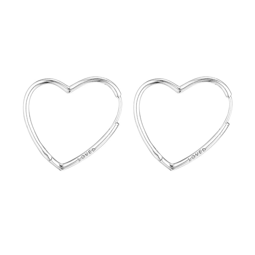 

Silver Earring 925 Sterling Silver Small Asymmetric Hearts of Love Hoop Earrings Fits For Women Jewelry Love