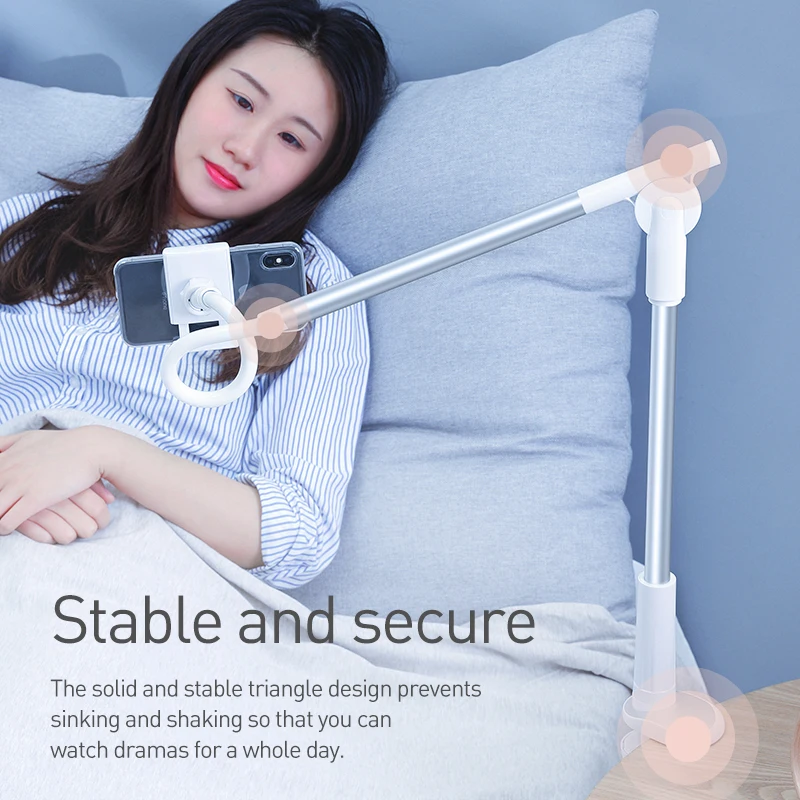 baseus 360 rotating flexible long arm lazy phone holder for iphone xiaomi adjustable desktop bed tablet clip mobile phone holder free global shipping
