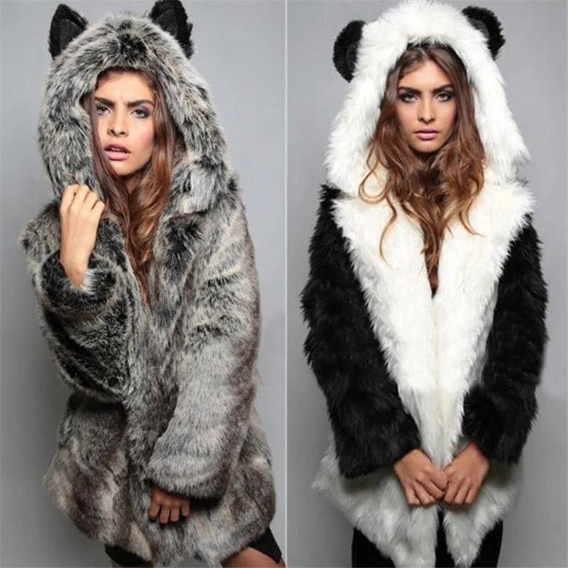 winter New warm Plus Size Fashion Women Casual Loose size Warm Plush Ear coat Fur thick Mink Cute Lady's fur Ljj0236 | Женская