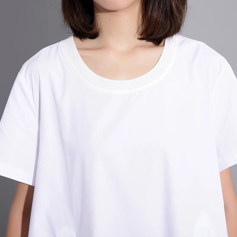 VGH черный Женское платье короткий рукав свободный большой Размеры нерегулярные с