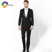 custom made satin shawl lapel black men suits 2018 groom wedding suit male tuxedo 2 piece groomsmen suit prom wear