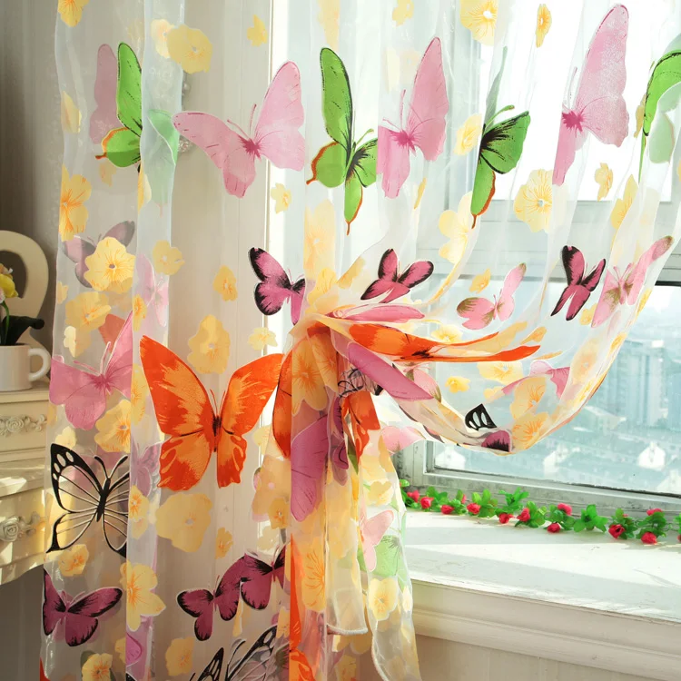 Butterfly yarn rustic romantic curtain window screening customize finished products balcony