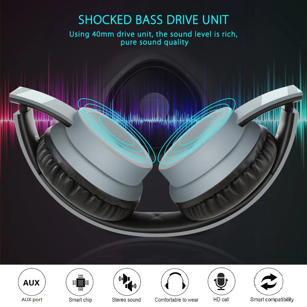 TOPROAD Проводные Складные Наушники стерео супер бас HD микрофон гарнитура