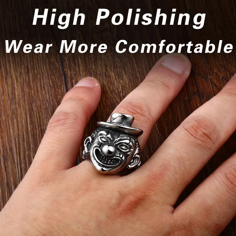 Высококачественное кольцо клоуна из нержавеющей стали счастливая улыбка лицо