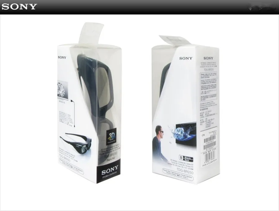 2 X перезаряжаемых 3D активных очков для sony TDG BR250B BRAVIA HX800 HX909 tv 2010-2012 Active sutter 3D очки TDG-BR250/B