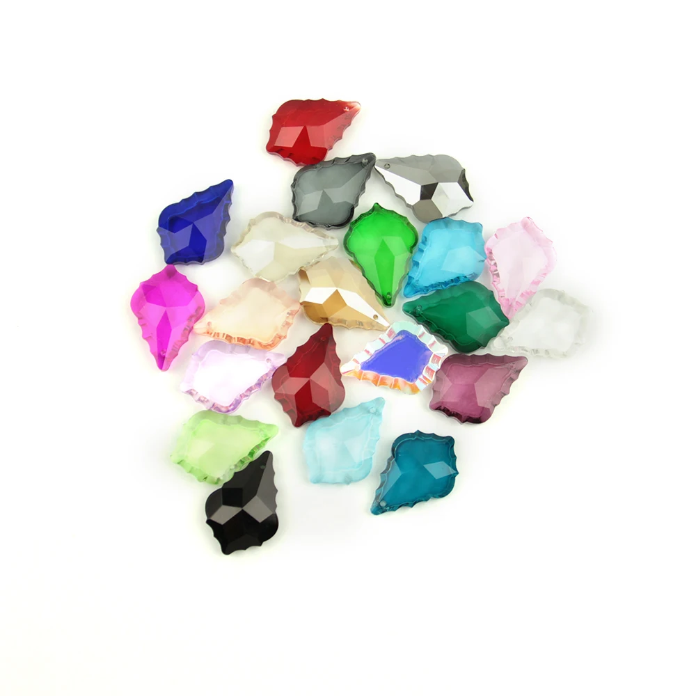 

38/50mm 10pcs/60pcs/100pcs Colorful Crystal Maple Leaf Glass Lighitng Chandelier Prism Parts Pendant For Home Decor