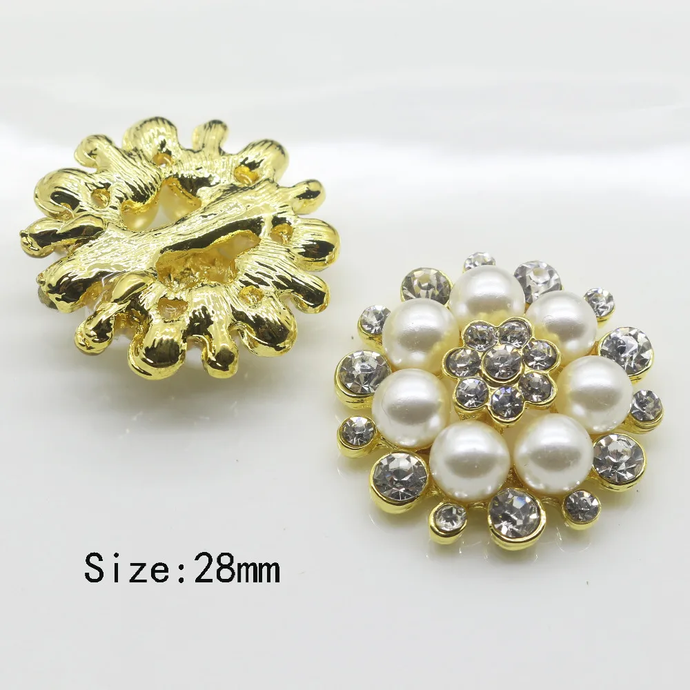 5 шт./компл. 28 мм Красивые Позолоченные искусственные жемчужины бриллиантовые