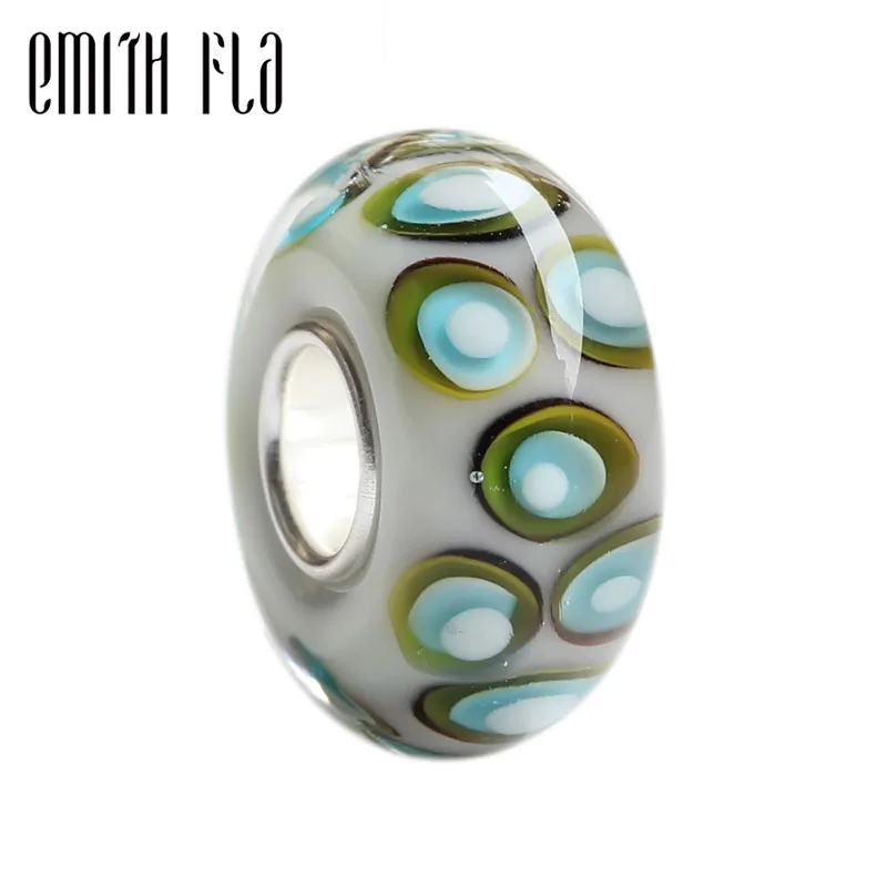 Emith Fla 100% 925 пробы серебро большая волна муранское стекло европейский шарм бусины