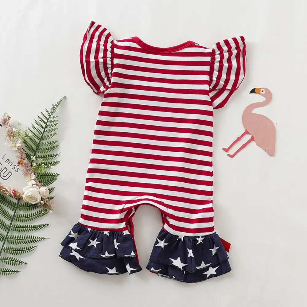 Комбинезон для новорожденных с рукавами-фонариками маленьких девочек 4 июля 2019