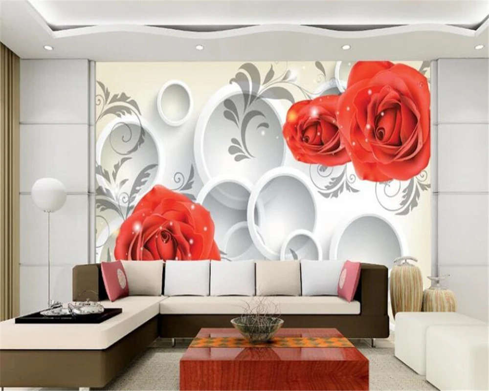 

beibehang Hanging on the wall of the wallpapers 3d roses background wall circle papel de parede wallpaper for walls 3 d behang
