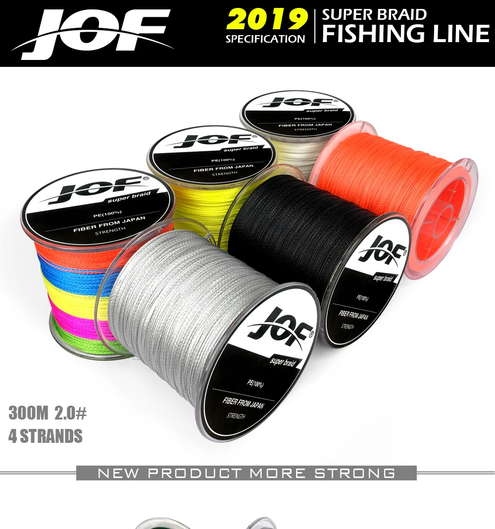 300 м JOF бренд Япония Multifilament PE плетеная леска 10LB до 82LB