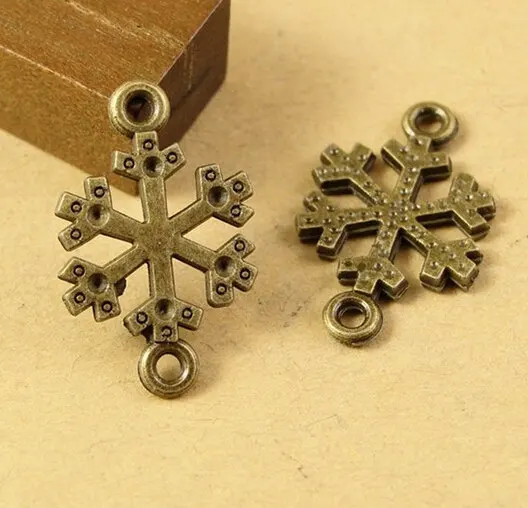 15 шт. Античная бронзовая филигрань Снежинка Разъем Шарм Подвески 12x20 мм b505-2 |