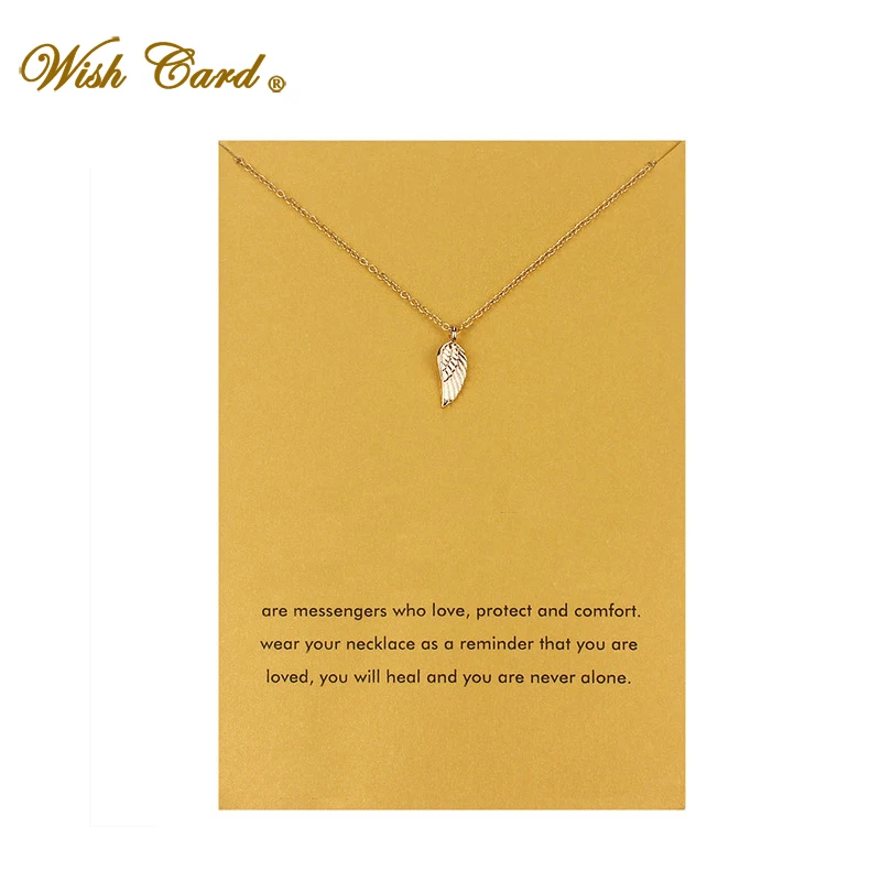Wish Card 19 стиль Золотой Серебряный слон бабочка Лотос Крылья Ангела ожерелье для