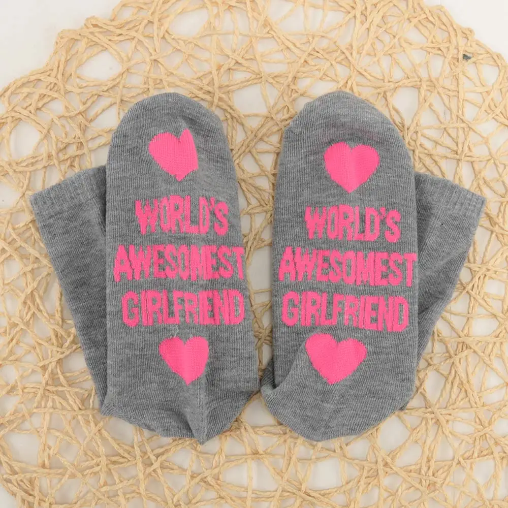 Парные хлопковые носки унисекс 1 пара короткие с забавными надписями World's Awesomest