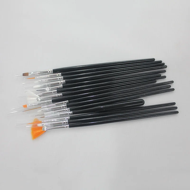 15pcs black Цвета: розовый, белый 3/15 шт./компл. Нейл-арт набор кистей для декоративный гель живопись ручка, кисточка для ногтей оборудование и инструменты для рисования для Полимеризации Гель-лака - Цвет: 15pcs black