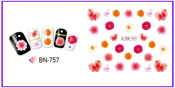 UPRETTEGO 12 упак./лот переводка NAIL ART Наклейки для ногтей на День святого Валентина свадьбы Kiss Bear сладкое сердце чашка любовь BN757-768