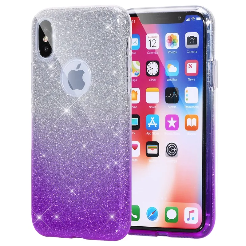 Чехол для iPhone 8 7 6 6S Plus X двухслойный Блестящий Мягкий силиконовый чехол из ТПУ