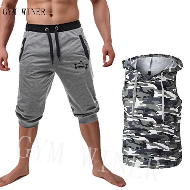 2019 мужские мешковатые джоггеры повседневные тонкие шорты шаровары + Камуфляжный