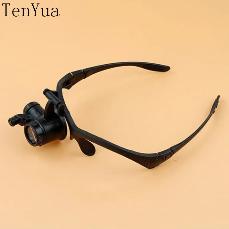 

TenYua 10X 15X 20X 25X Illuminated Helmet Magnifying Glass Watch Repair Eyewear Magnifier Loupe with LED for Jewelry Repairing