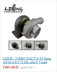 LZONE-TURBO T04Z T70 T4 фланец A/R 84 A/R 0,70 масляный холодный " V полоса турбокомпрессора T04Z-1 JR-TURBO40