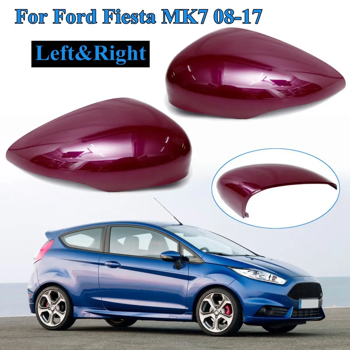 Красный Зеркало заднего вида автомобиля крыла двери Накладка чехол для Ford для Fiesta MK7 2008 2009 2010 2011 2012 2013 - Цвет: Красный